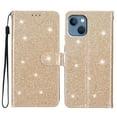 thumbnail image 6 of For iPhone 13 Mini Wallet Case Bling Shiny Premium PU Leather with RFID Blocking Card Slots Holder Magnetic Flip Kickstand Shockproof Wrist Strap Cover For iPhone 13 Mini, Gold, 6 of 7