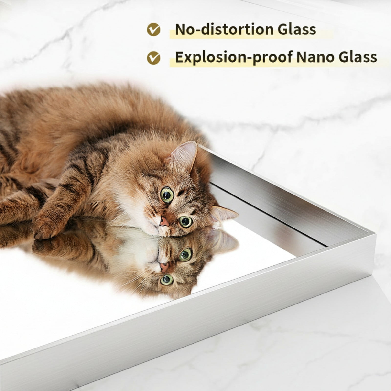 Gleamira 32"x48" Rectangular Bathroom Mirror Wall Vanity Mirror with Deep Frame, Silver