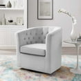 thumbnail image 2 of Tufted Armchair Accent Chair, Velvet, Light Grey Gray, Modern Contemporary Urban Design, Living Lounge Room Hotel Lobby Hospitality, 2 of 8