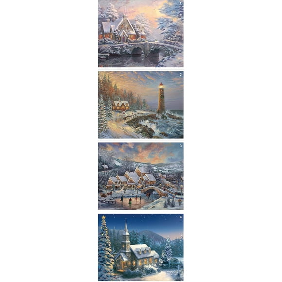 Ceaco - Lot de 4 - Thomas Kinkade - Vacances - (4) Casse-Tête de 500 Pcs