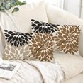 thumbnail image 4 of Brown Tan Black Pillow Covers 12x20 Inch Set of 2 Dahlia Floral Decor Throw Pillows Spring Summer Modern Geometry Flower Outdoor Decorative Cushion Cases for Sofa Couch Bed Decorations, 4 of 6