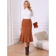 thumbnail image 4 of DARING DIVA Women's Corduroy High Waist Midi Mermaid Skirt with Pockets Large Caramel, 4 of 6