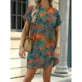 thumbnail image 6 of Gustave Womens Summer Dresses Cap Sleeve Floral Mini Dress Casual Loose Crewneck T Shirt Dresses Beach Sundress with Pockets, 6 of 7