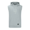 thumbnail image 4 of ZCFZJW Mens Workout Hooded Tank Tops Sleeveless Muscle Cut Off Shirts Bodybuilding Gym Textured Drawstring Hoodies for Training Fitness Gray XL, 4 of 5