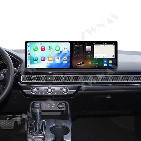 ZWNAV Dual 10.1 inch Screen Car Radio for Honda Civic 2022 Android 15 Multimedia Player GPS Navigation Auto DSP Stereo Host