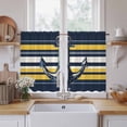 thumbnail image 2 of Nautical Anchor Tier Curtains, Navy Blue Yellow Striped Farmhouse Ombre Light Filtering Kitchen Curtains, 2Pcs Rod Pocket Half Window Treatments Panels for Sink Cafe Cabinet Basement 27.5x45 Inches, 2 of 9