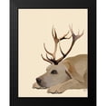 thumbnail image 2 of Fab Funky 12x14 Black Modern Framed Museum Art Print Titled - Labrador with Antlers, 2 of 5