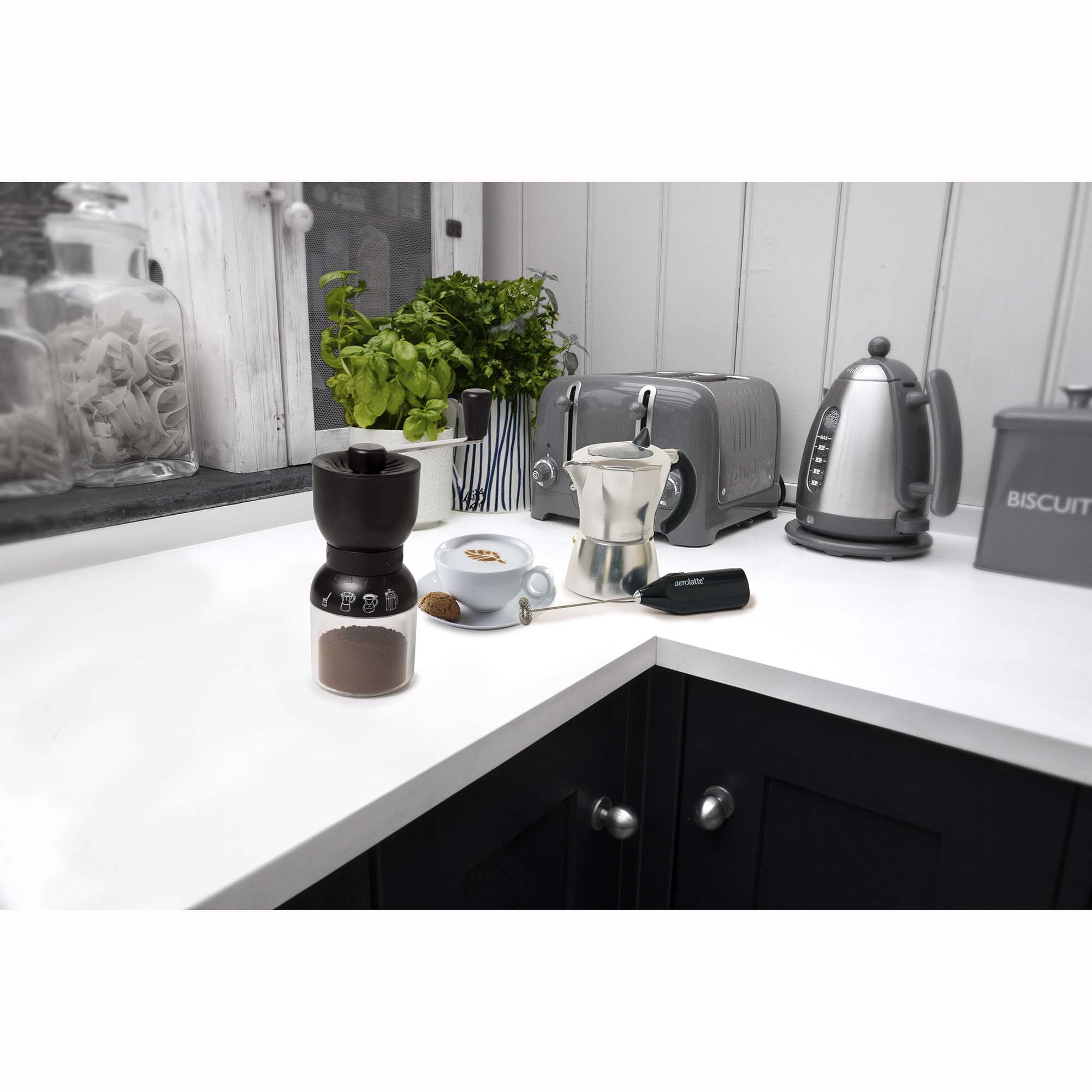 Aerolatte Precision Burr Coffee Grinder, Glass with Ceramic Mechanism, 1-Cup Capacity
