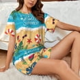 thumbnail image 4 of Wukai Hello Summer1 Print Women's Pajama Set - Short-Sleeve Top and Shorts with Elastic Waistband and Pockets for Loungewear, Yoga, and Casual Wear-3X-Large, 4 of 6