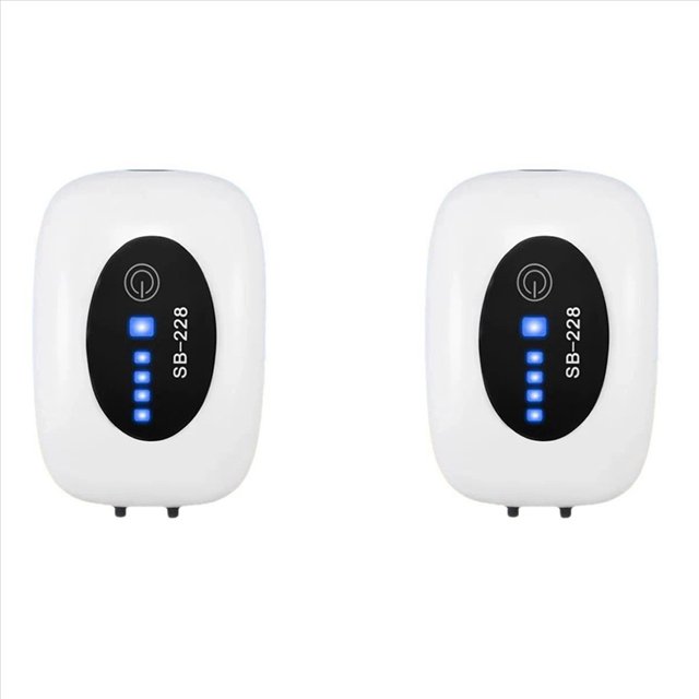 2X Bomba de Aire para Acuario, Bomba de Oxígeno Recargable por USB, Burbujeador para Pecera, Batería de Litio de 4800MAh de Alta Capacidad, Doble Orificio de Ventilación