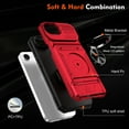 thumbnail image 4 of Dteck for iPhone 16e Case Wallet with with Card Holder [Store 2 Cards] + 360° Magnetic Rotated Ring Kickstand, Heavy Duty Drop Protection Wallet Phone Cover with Strap for iPhone 16e 6.1",Red, 4 of 7