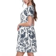 thumbnail image 2 of Lsque Chicken And Fish Print Women's Casual Dress T-Shirt Summer Short Sleeve Scoop Neck Swing Dresses, 2 of 6