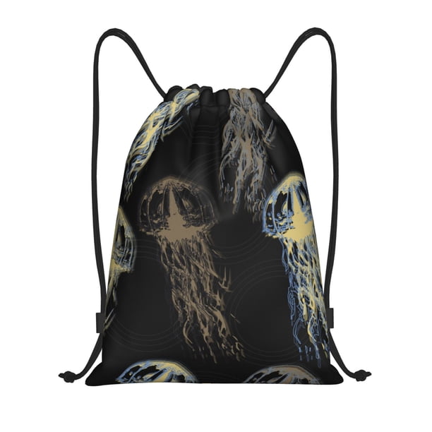 Fotbe Jellyfish Bolsa Mochila con Cordón Estampada, Bolsa de Gimnasio Deportiva, Bolsa Cinch, Bolsa con Cordón para Hombres y Mujeres-Small