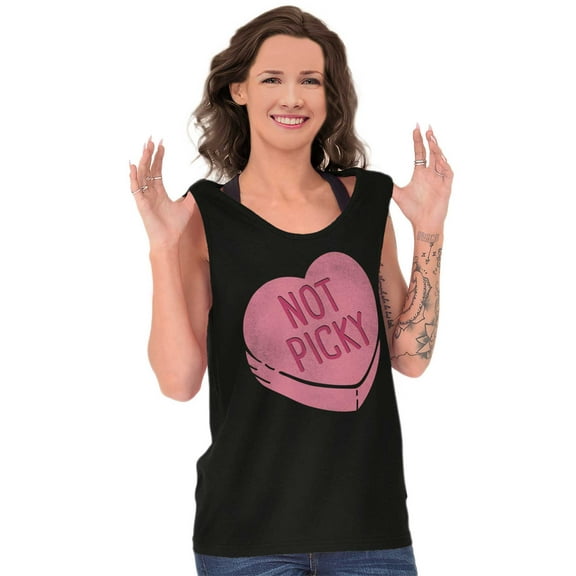 Not Picky Candy Heart Valentines Day Tank Top Tee Shirt Women Brisco Brands S