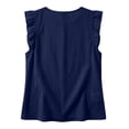 thumbnail image 5 of Casual Blouse for Women V Neck Ruffle Tank Top Breathable Linen Blend Top Breathable Vacation Summer Shirts Navy 3XL, 5 of 8