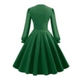 thumbnail image 5 of UYISJ Women's Vintage 1950s Long Sleeve Dress Retro Rockabilly Prom Dress 50's 60's A-Line Cocktail Party Swing Dress Green XXL, 5 of 8