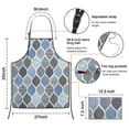 thumbnail image 3 of Blue Geometric Quatrefoil Pattern Apron-Garden Aprons for Women with Pockets-Cotton Linen Waterproof Kitchen Cooking Gardening Aprons Adjustable for Kitchen,Cooking,BBQ and Salon 33x27 Inch, 3 of 7