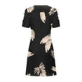 thumbnail image 5 of Lilgiuy Women Casual Slimming Draw Back Printed Short Sleeves Cold Shoulder Dress Lightweight Swing Short Mini Dress, 5 of 5