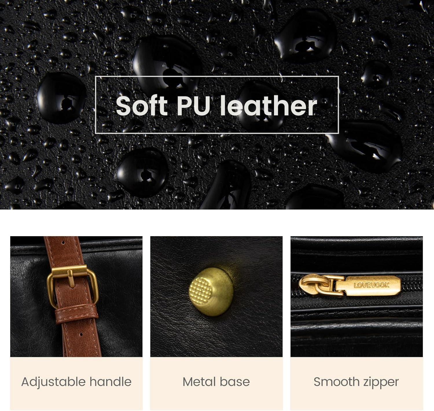 LOVEVOOK Laptop Tote Bag for Women,Vintage Leather Work Tote Bag for Women, 15.6 Inch Computer Briefcase Bag,Waterproof Teacher Business Office