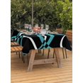 thumbnail image 2 of Outdoor Tablecloth with Umbrella Hole and Zipper, Turquoise Geometric Rectangle Table Cloth 54x80 Inch Waterproof Tablecloth, Modern Abstract Aesthetic Striped Art Picnic Table Cover for Patio, 2 of 7