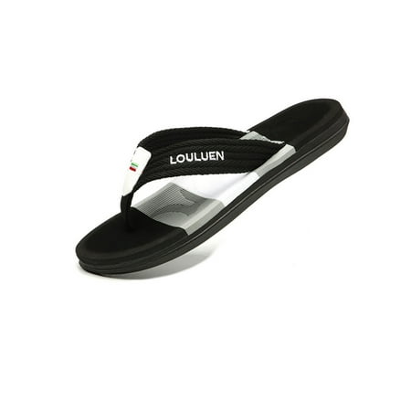 

UKAP Men Flip Flops Open Toe Thong Sandals Flat Slides Comfort Slip On Flats Men s Clip Breathable Black 6