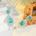 thumbnail image 5 of Green Cubic Zircon Crystal Droplet Long Dangle Earring White Gold Plated Jewelry, 5 of 8