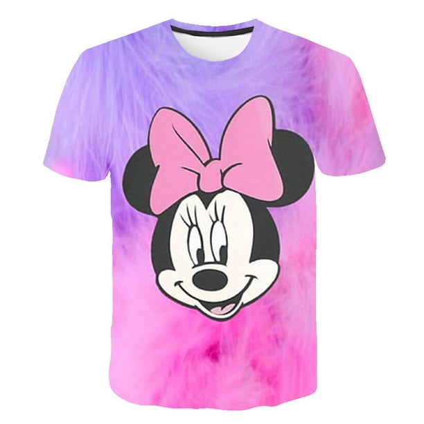 Camisetas de verano de Mickey Mouse para niñas, camisetas de manga corta para niños, ropa de la serie Disney con estampado 3D de dibujos animados, camisetas casuales dulces 12T Gao Jinjia LED