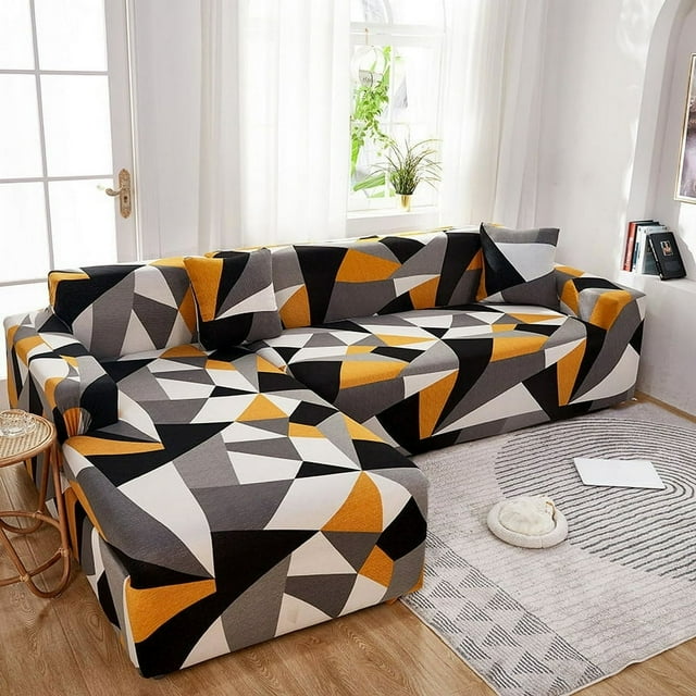 Stretch Sofa Cover Full Coverage Couch Slipcover Removable Sofa Protector Elastic Band Hem for 1/2/3-Seat Sofa(Zebra Pattern Double)