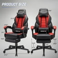 thumbnail image 5 of Bossin Gaming Chairs with Footrest, Massage Leather Game Chair for Adults, Big and Tall Gamer Chair with Headrest and Lumbar Support, 5 of 9