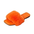 thumbnail image 2 of Xfvqtps Womens Flat Sandals Fluffy Open Square Toe Breathable Non Slip Outdoor Indoor Comfort Casual Slide, 2 of 7