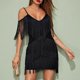 thumbnail image 2 of Vestido ajustado con borlas y tirantes finos, cuello en V profundo, cremallera oculta, vestido con borlas para fiesta, 2 of 6