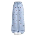 thumbnail image 2 of Girls' Elastic Waist Flared Leg Jeans Solid Color Full Length Pants for Kids, 2 of 6