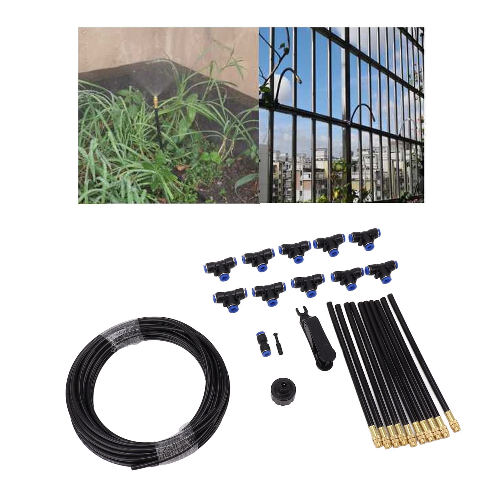 BIMZUC Above Ground Sprinkler System with 360 Degree Adjustable Bendable Nozzle for Greenhouse Outdoor Plant Drip Irrigation Kit 10m 32.8 ft EU Standard