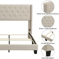 thumbnail image 4 of Beige Queen Size Bed Frame, Upholstered Bed Frame Queen, Linen Fabric Platform Bed Frame with Button Tufted Headboard, 500LBS Load Capcity, 4 of 10