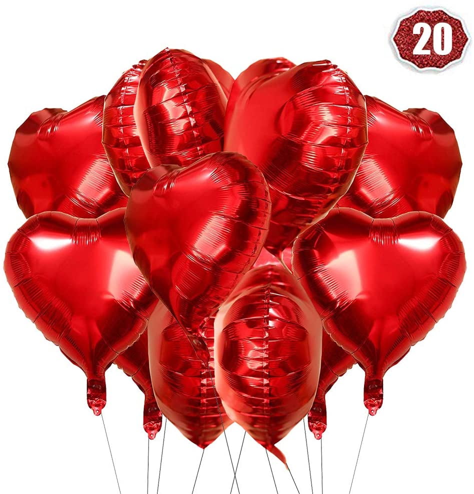 10pcs Heart Shape Foil Balloons Aluminum Mylar Balloons for Bridal Shower Wedding Birthday Party Decorations Purple 