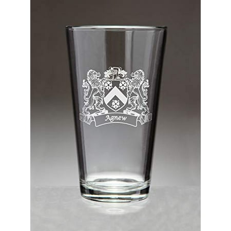 

Agnew Irish Coat of Arms Lions Pint Glasses (Sand Etched)
