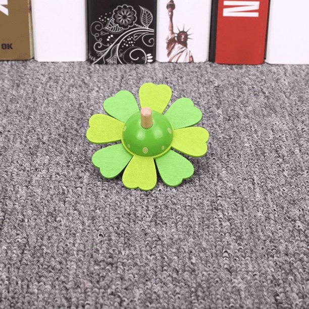 Wooden Gyro Children's Toys, Wooden Painted Flowers Rotating Toys, Hands-on Decompression