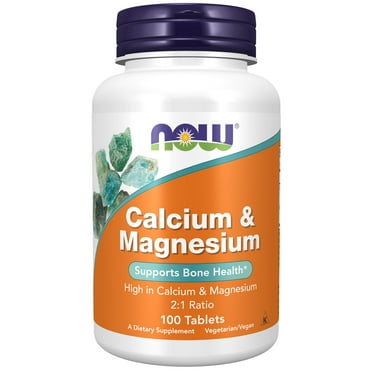 NOW Supplements, Calcium & Magnesium 2:1 Ratio, High Potency, Supports Bone Health*, 100 Tablets
