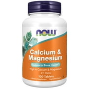 NOW Supplements, Calcium & Magnesium 2:1 Ratio, High Potency, Supports Bone Health*, 100 Tablets