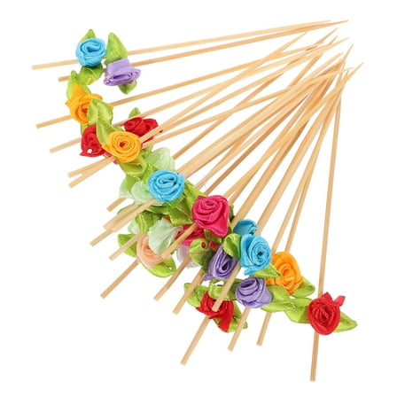 Raindrops 100Pcs Bamboo Skewers Fancy Rose Toothpicks Decorative Cocktail Picks for Appetizers Food Drinks