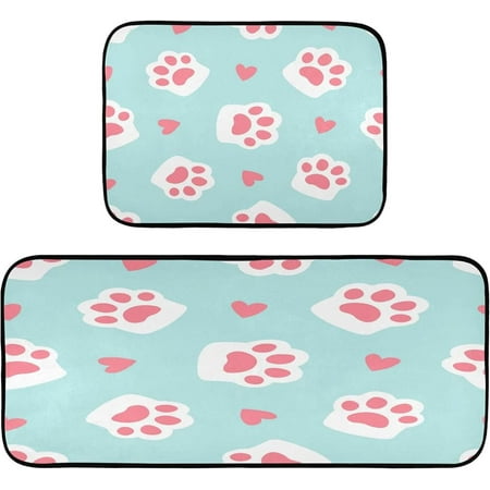 

Hyjoy Cute Dog Paw 2 Pieces Kitchen Rug Cushioned Anti-Fatigue Kitchen Rugs Set for Home Office Laundry 19.7 x 27.6 +19.7 x 47.2