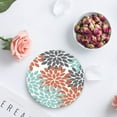 thumbnail image 4 of FMSHPON Multicolor Dahlia Pinnata Flower Customized Orange,Blue,Grey Set of 8 Round Coaster for Drinks, Absorbent Ceramic Stone Coasters Cup Mat with Cork Base for Coffee Table Bar Decor, 4 of 6