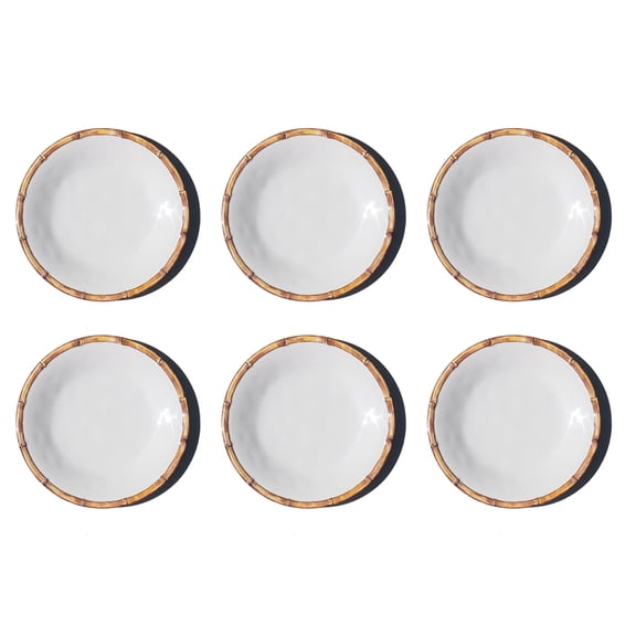 Bamboo Rim NewWave Melamine Dinner Plate - White - 10.5" - Set of 6