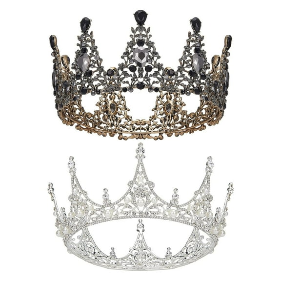 Baroque Black Crown, Princess Crown,Silver