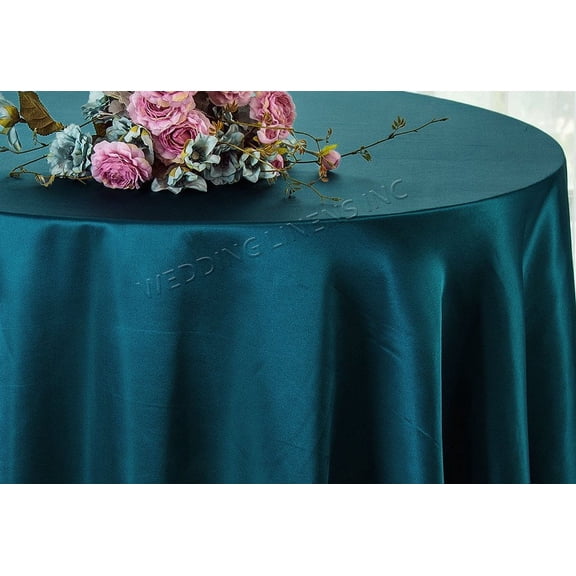 Wedding Linens Inc. 108" Round Satin Tablecloth Satin Table Cover Linens - Serene