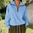 thumbnail image 2 of Yokua Women's Half Zip Cropped Pullover Quarter Zipper Hoodie Fall Winter Casual Sweatshirt Coat, 2 of 8