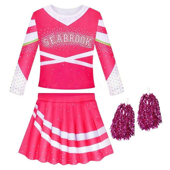 TOOYOU Girls Outfits Cheer Cheerleading Dress 2 Piece Sleeveless Crop Tops With Skirt Sweet Girl'S Clothing Set Pink