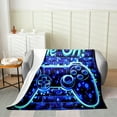 thumbnail image 2 of Modern Game Flannel Blanket Queen 90"x90" Warm Lightweight, Men Gaming Flannel Sherpa Blanket,Neon Lines Gamer Video Controller Fuzzy Blanket,Cool Game Teen Youth Blanket, 2 of 6