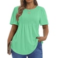 thumbnail image 3 of Fantaslook Blouses for Women Pleated Short Sleeve Tunic Tops Dressy Casual Summer Shirts, 3 of 10