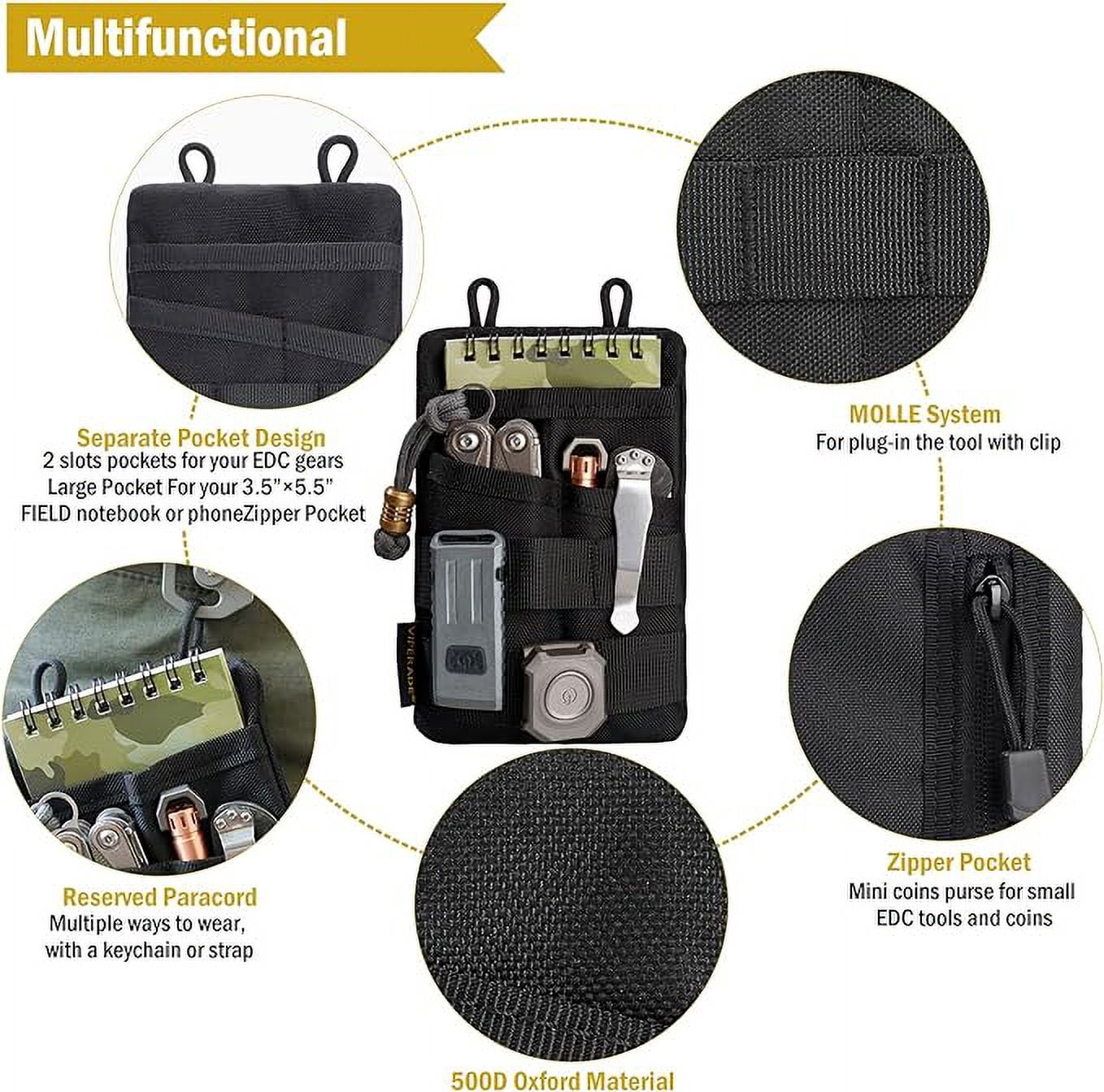 Viperade VE3 Nylon Tool Pouch Organizer with 4 Pockets, EDC Storage for Flashlight, Pocket Knife, Tactical Pen